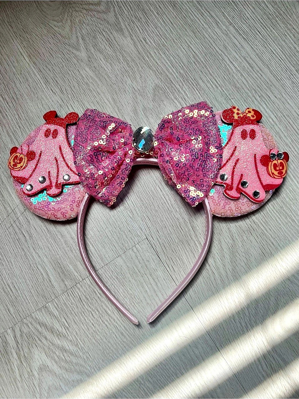 Minnie Mouse Ghost Ear Headband Pink. Halloween